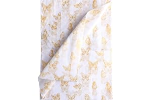 KINBOM 30Pcs 14x20inch Golden Butterfly Tissue Paper Sheets, Gold Wrapping Tissue Paper Bulk for Packaging for Christmas Wedd
