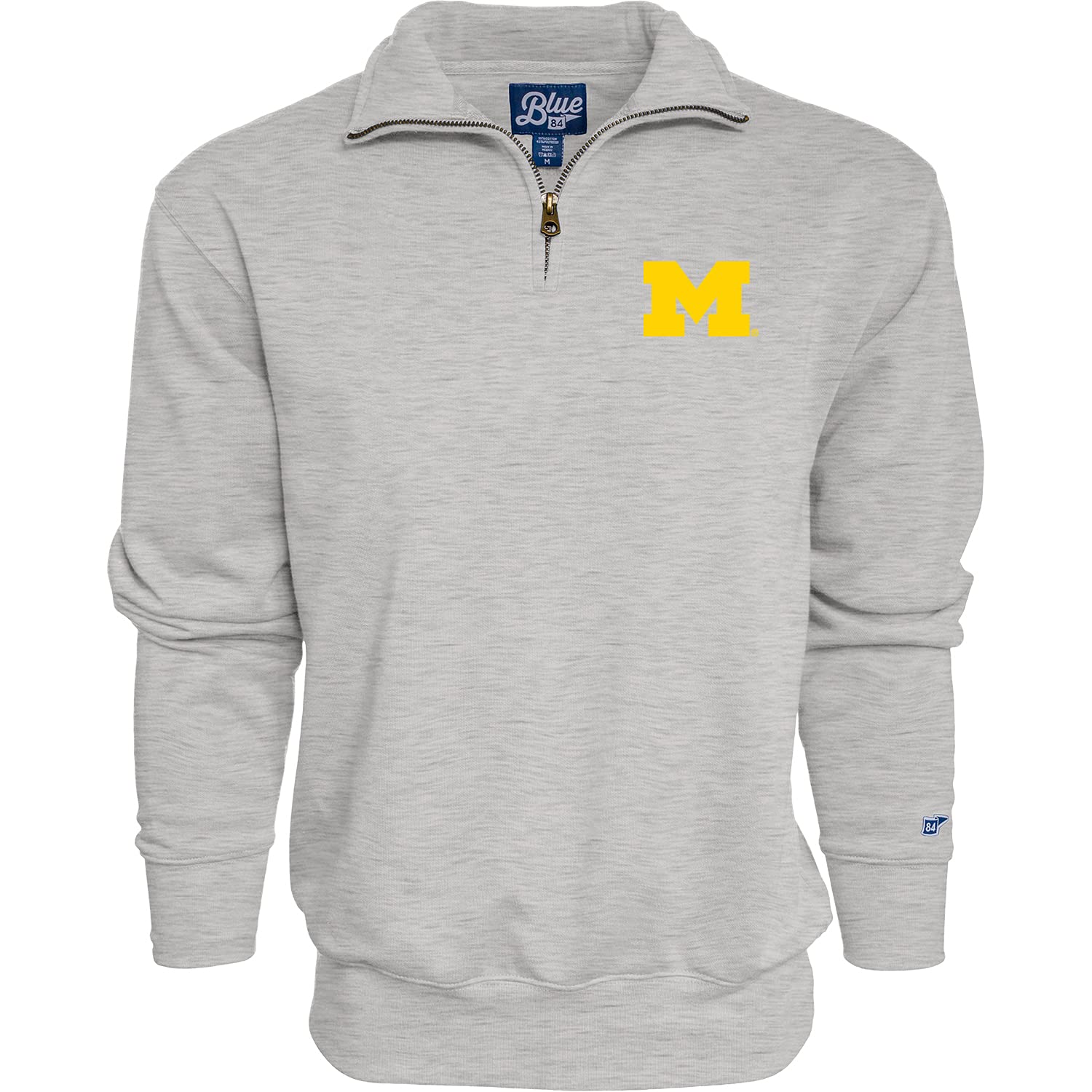 Blue 84 Men's Michigan Wolverines Quarter Zip Sweatshirt Icon Grey, Grey, XX-Large Image
