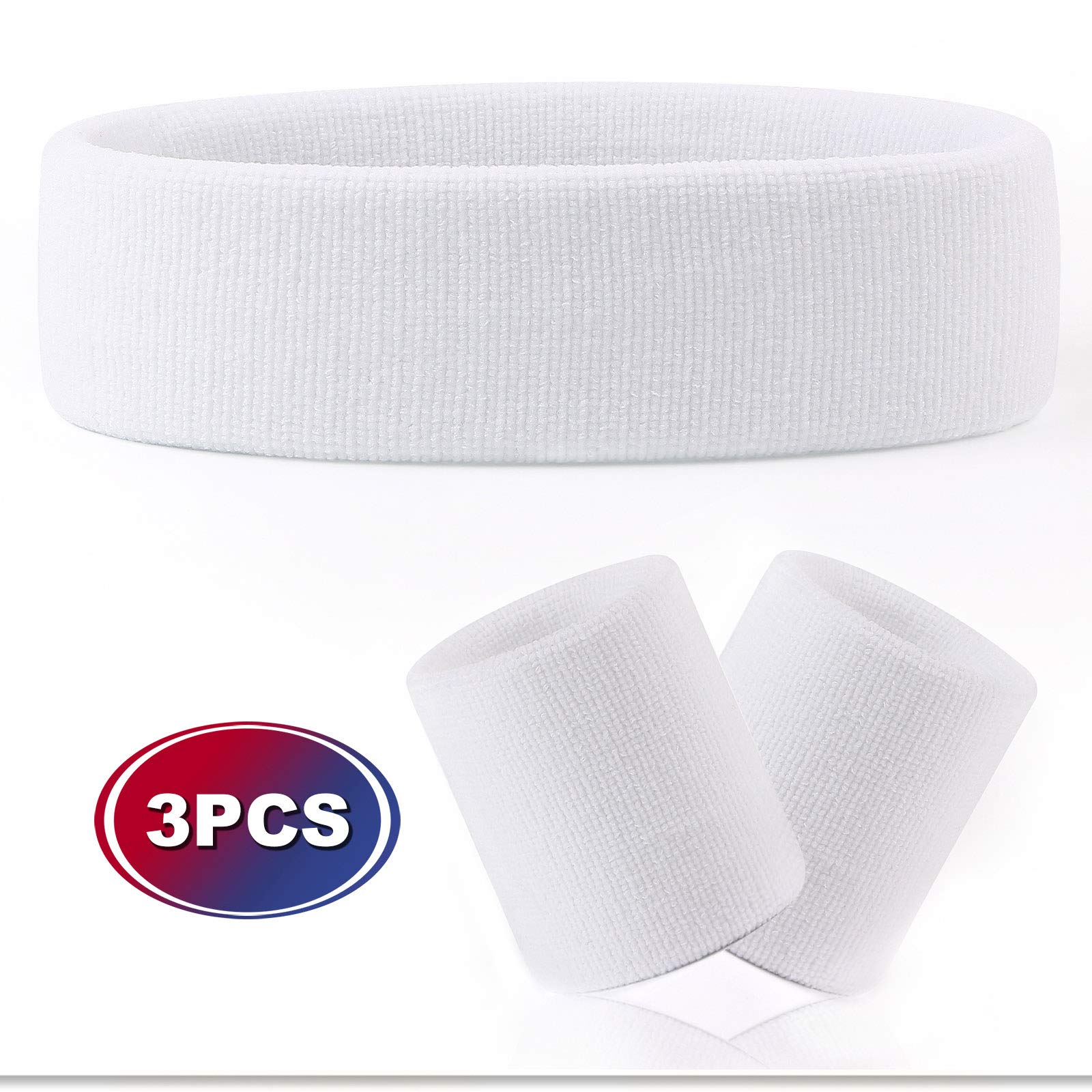 VENI MASEE Sportline Thick Solid Color Sweatband Set