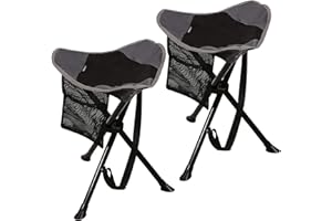 REDCAMP 2-Pack Camping Stool Folding, 17-inch Tall Lightweight Portable Tripod Camp Stools for Backpacking Hiking, Black and 