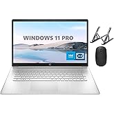 HP 17 Laptop, 17.3” HD+, Intel Quad Core i3-1125G4 Processor, 16GB RAM, 1TB SSD, Windows 11 Pro, Anti-Glare Display, Long Battery Life, Wi-Fi, Bluetooth, Webcam, HDMI, Alpacatec Accessories, Silver