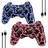 Kujian Controller for PS3, Wireless Controller for Playstation 3 6-axis Dual Vibration Gaming Controller with Charging Cord(B