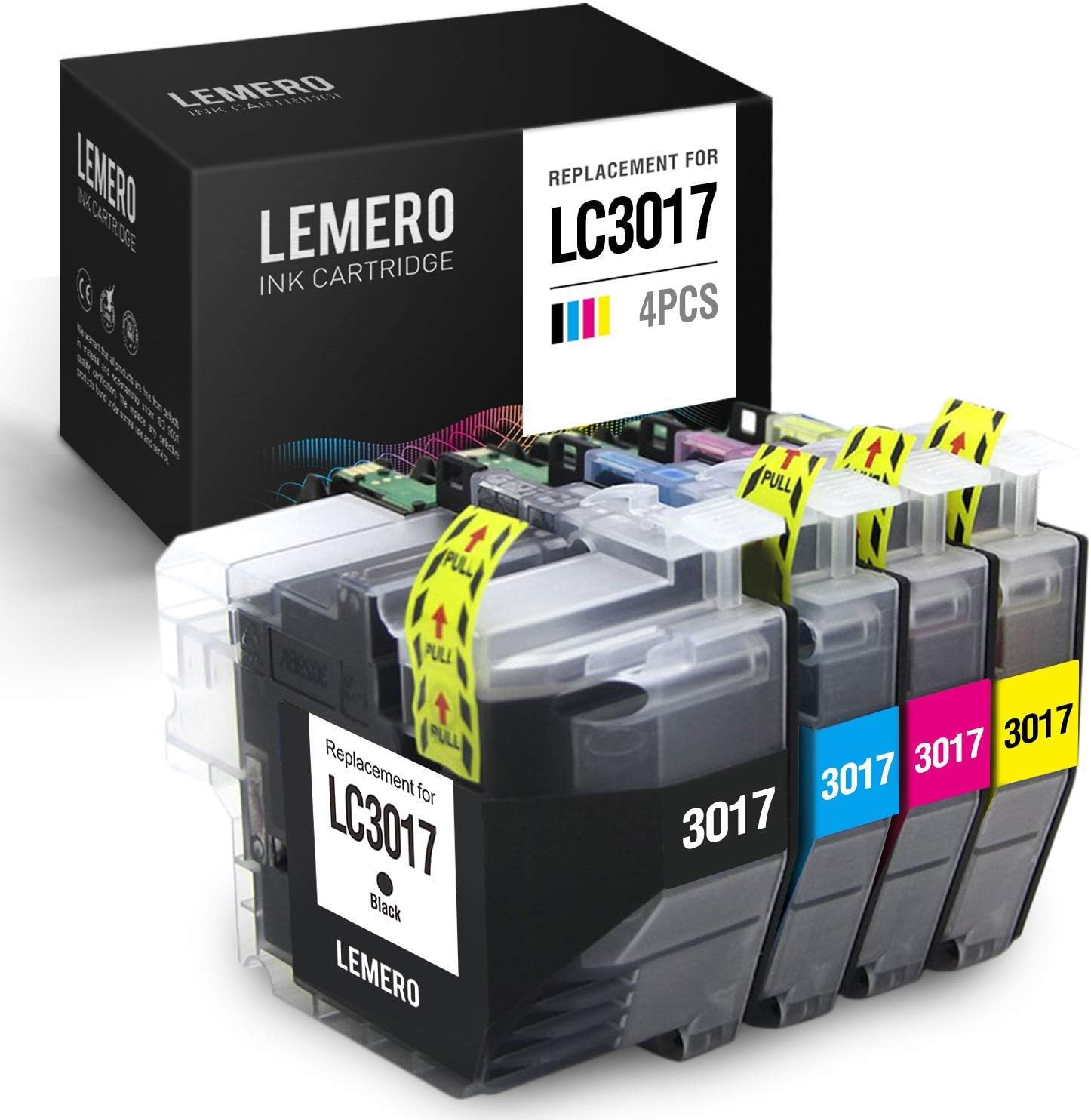 LEMERO Compatible Ink Cartridges Replacement for Brother LC3017 LC 3017 XL for Brother MFC-J5330DW MFC-J6930DW MFC-J6530DW MFC-J6730DW (1 Black, 1 Cyan, 1 Magenta, 1 Yellow, 4 Pack): Electronics