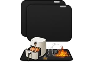 FIREWESS 2pack Heat Resistant Mat for Countertop, 15x18in Hot Pads for Kitchen Countertop Protector,Silicone Heat Resistant Mat for Air Fryer, Deep Fryer, Oven