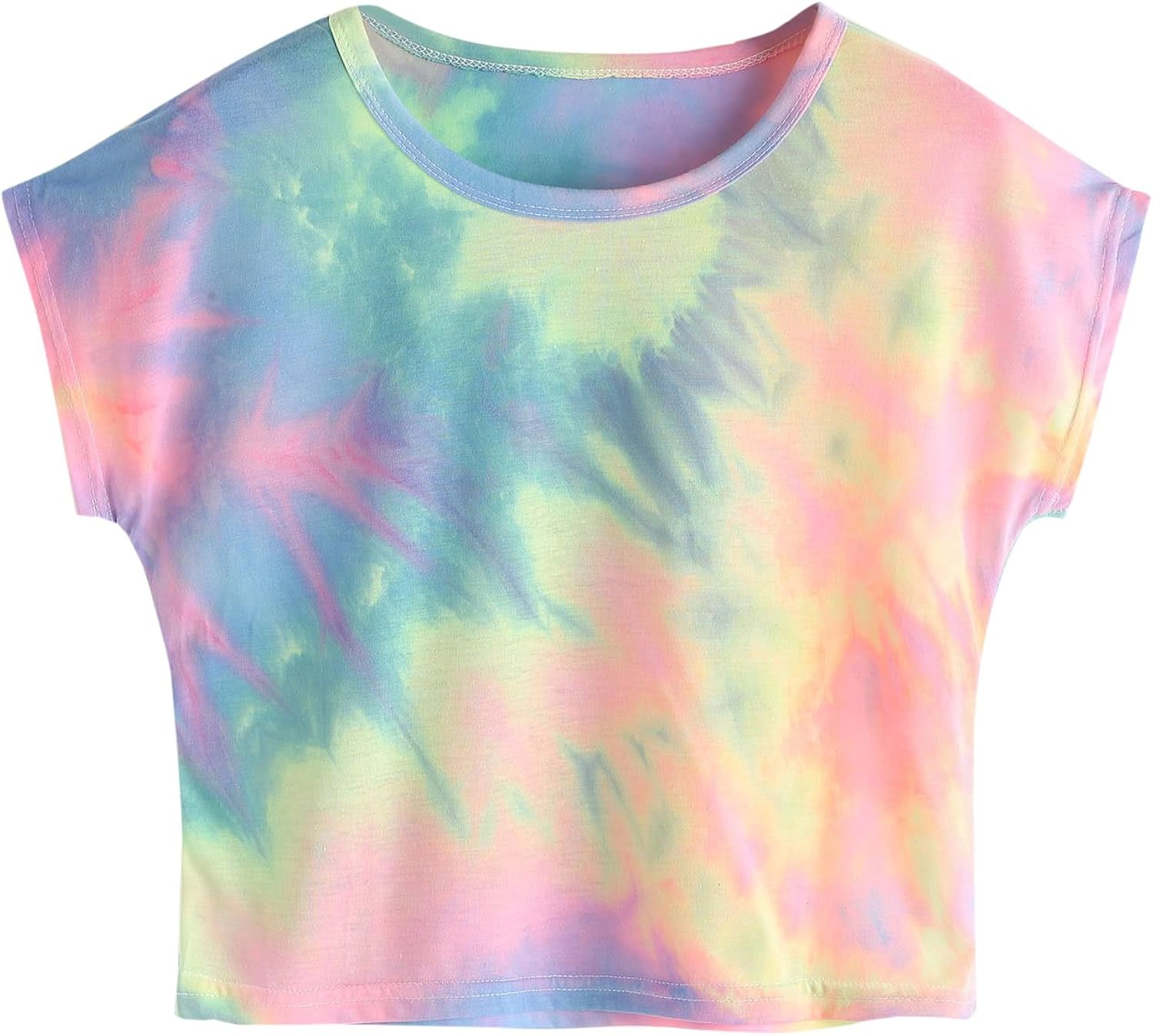 SweatyRocks Women's Tie Dye Letter Print Crop Top T Shirt