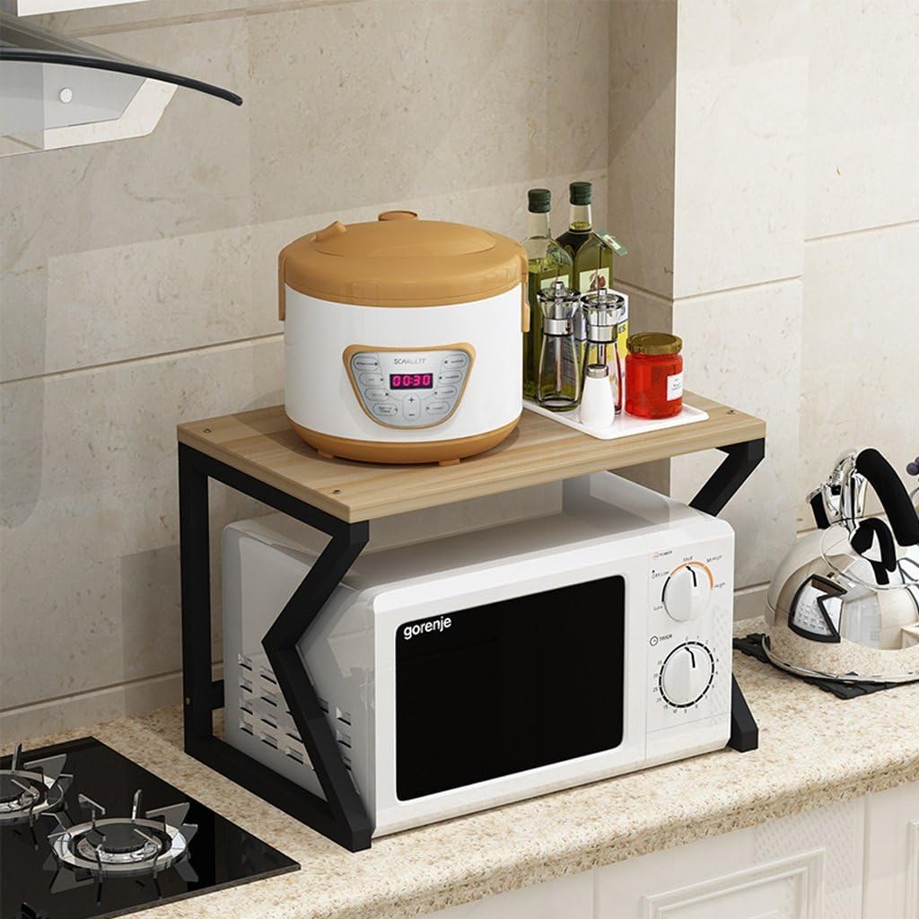 shelf Single layer Microwave Oven Stand Side Organiser Storage Rack (Color : W, Size : 52 * 36 * 38cm)