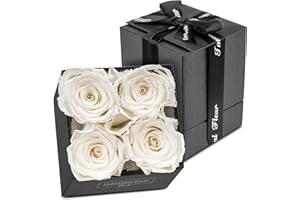 Immortal Fleur Preserved Roses In A Box, Preserved Flowers, Forever Roses Box, Mom Birthday Gifts from Daughter, Flowers for Delivery Prime Birthday, Sympathy Flowers, White 4