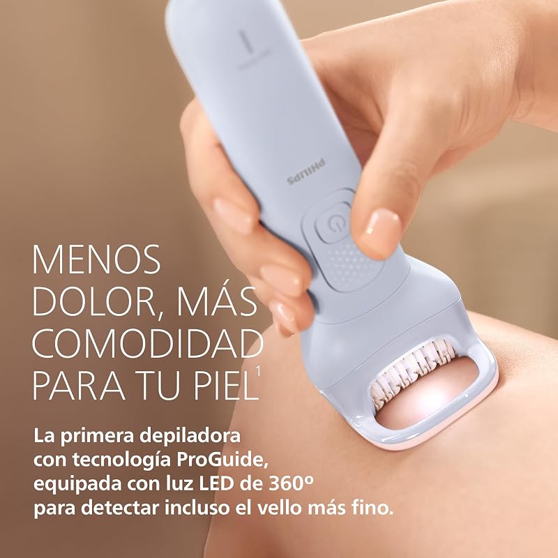 Depiladora Serie 8000 - Depiladora eléctrica inalámbrica, uso en seco y en mojado, para piernas y cuerpo, con tecnología ProGuide, 5 accesorios, 60 minutos de autonomía, modelo BRE709/00