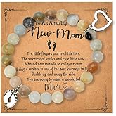 Pliwcas New Mom Bracelets for Women Pregnancy Gifts for Expecting Mom Christmas Gift for First Time Mom Bracelet Natural Stone 8mm
