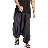 Travel Hippie Parachute Pants for Men, Baggy Flowy Pants Lounge Yoga Harem Boho Music Festival Dance Pant