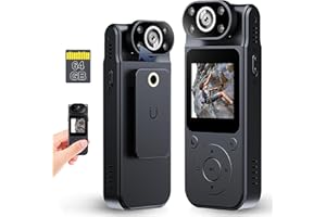 GXSSTO Body Camera, 1080P HD Body Cam with 64GB Card, Pocket Wearable Body Cameras with Audio & Video Recording, Portable Small POV Cam with Night Vision, Mini Body Camera for Sports Travel Security Guard