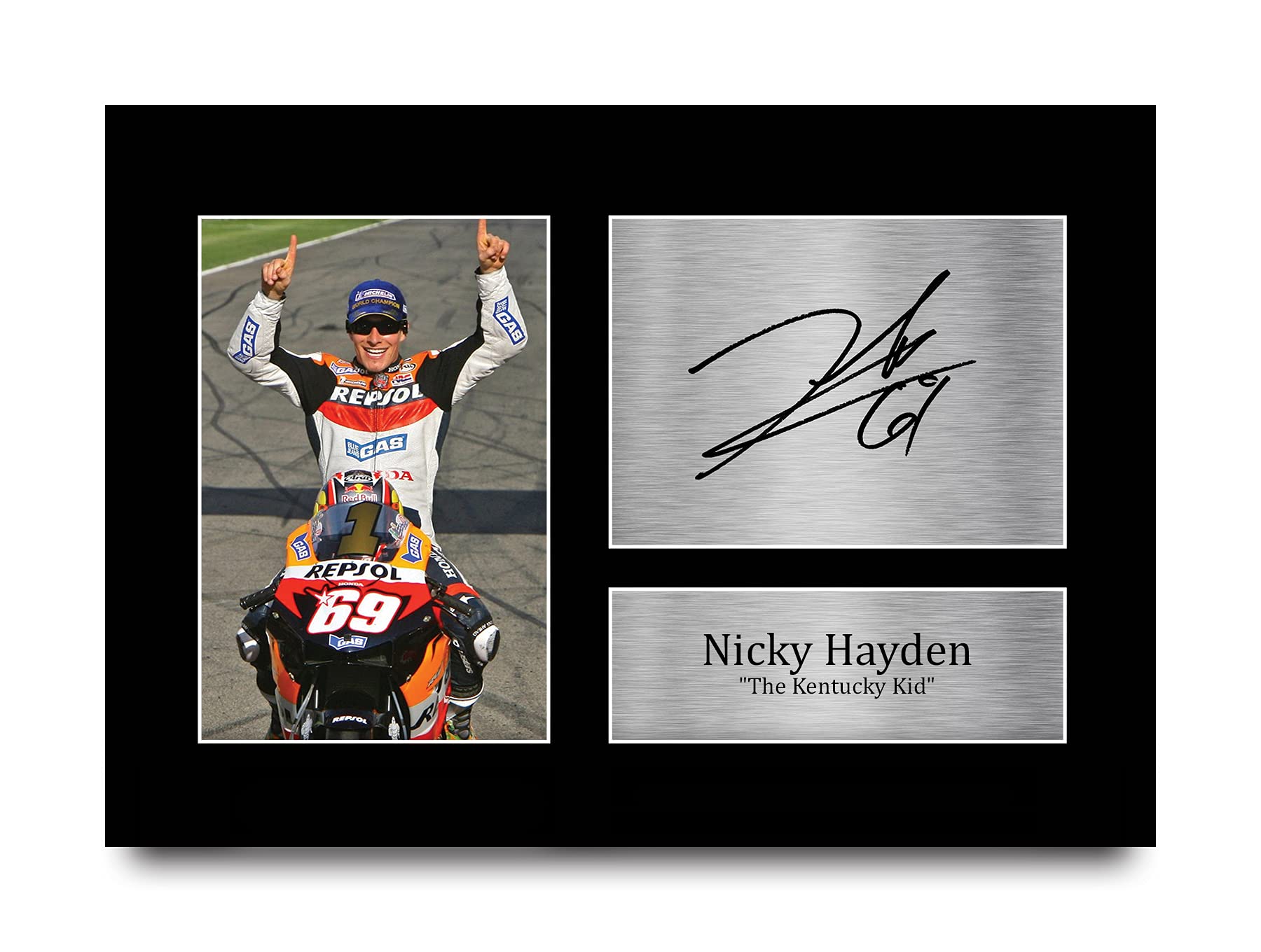 HWC Trading Nicky Hayden Gift Signed A4 Printed Autograph MotoGP Gifts Photo Display