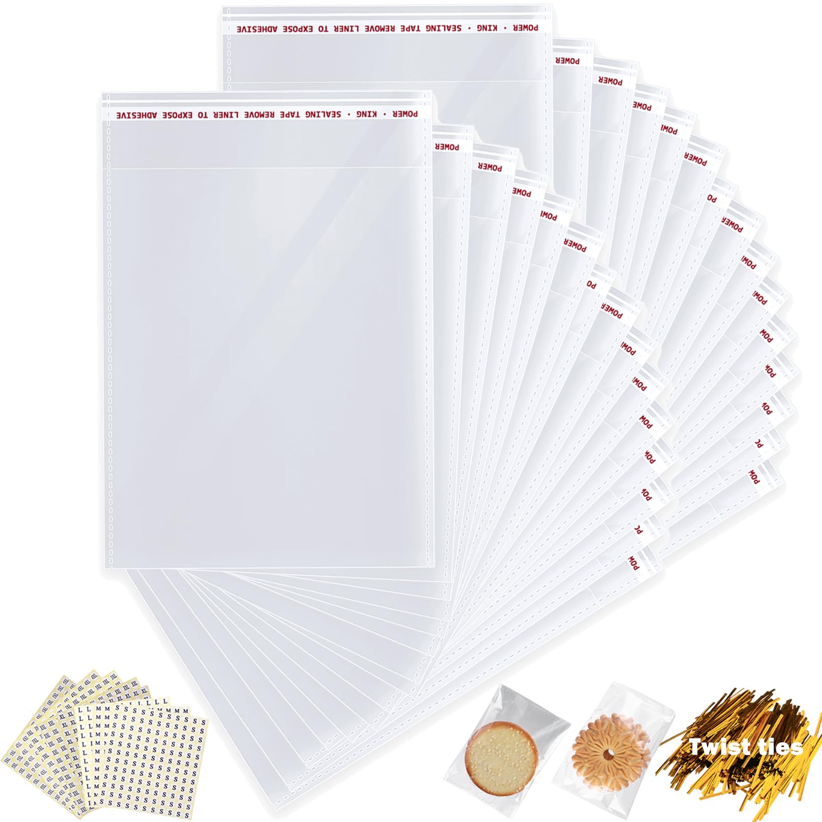 Photo 1 of 10" x 13" Large Clear Resealable Cellophane Bags 500 pcs Self-sealing Clear Plastic Cello Bags for Packaging Products Self-adhesive for Clothes, T-shirts, Pants and Gifts, 500 ct in Bulk