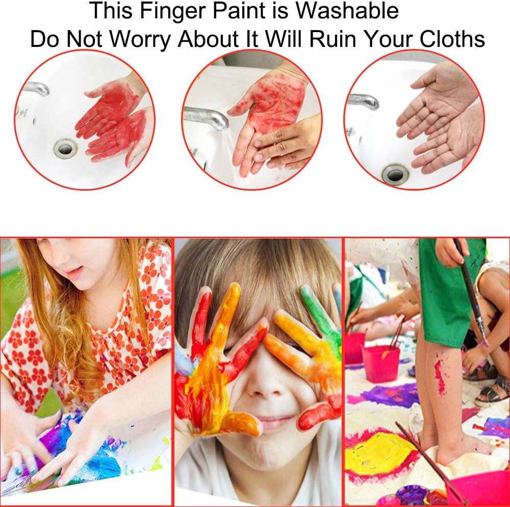 Homkare Finger Paints Kids Finger Paints Non Toxic Washable Finger Paints for Toddlers and Kids (12 Colors x 2.03 fl.oz/60ml): Toys & Games