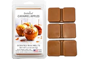 DAVOICE Fall Wax Melts Wax Cubes Soy Wax Blend Melt - Caramel Apple Cinnamon Wax Melts Fall Scents Long Lasting - Fall Scented Wax Melts (Caramel Apples, 2.2 oz, 6 Cubes)