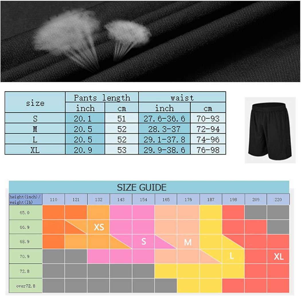BUYJYA Men's Active Athletic Shorts 5 Pack for Workouts Basketball Football Badminton Exercise Training Running: Clothing
