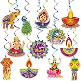 24pcs Diwali Hanging Decorations - DIY Happy Diwali Decorations for Home, Deepavali Party Decorations, Indian Festival Diyas, Rangoli Decoration Lights, Hanging Swirls