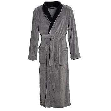 CelinaTex Damen Herren Bademantel Nevada, flauschig weicher Coral-Fleece Schalkragen Saunamantel 0004314 anthrazit mit schwar