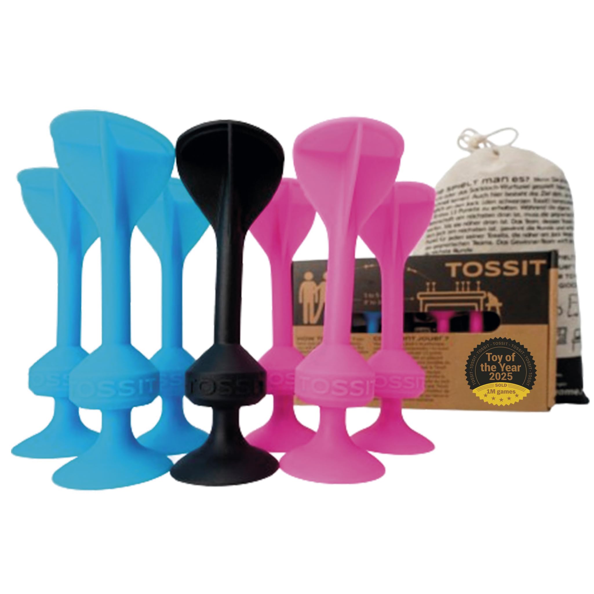 TOSSIT Suction Cup Darts, Toss Game Perfect Family and Party, Silicone Throwing Game for Backyard, Indoor and Outdoor Fun, Starter Pack, Pink Blue — image 1