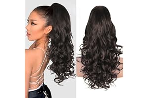 ZQIAN BEAUTY Dark Brown Ponytail Extension, 24 Inch Claw Clip ponytail extension, Soft Curly Clip on Ponytails for Women, Natural Synthetic Layered Pony Tails Hair Extensions (Color: Dark Brown)