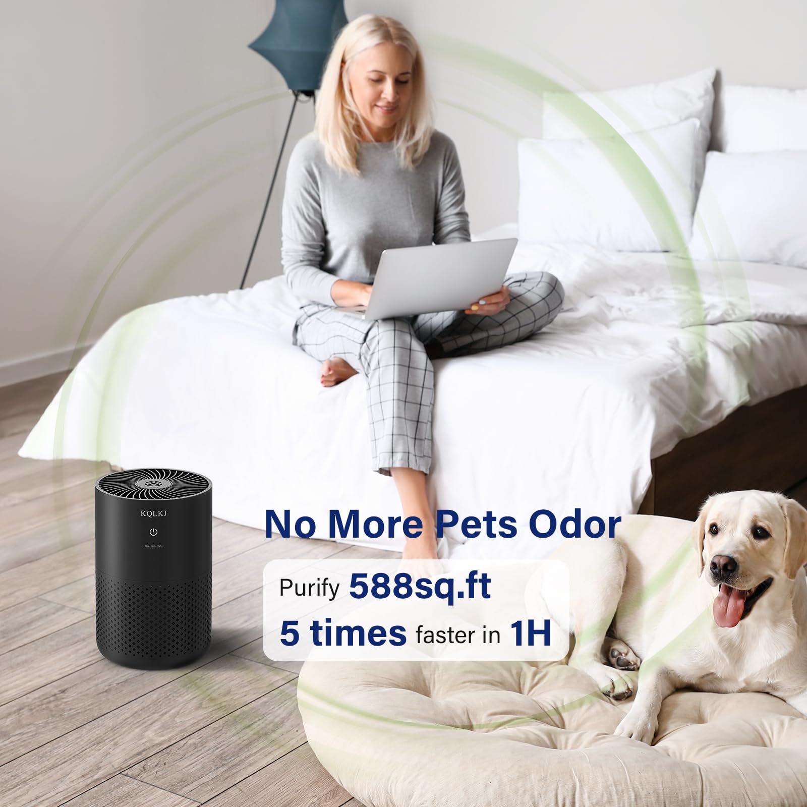 Air Purifiers for Bedroom Home, 20dB air purifier With Aromatherapy for Better Sleep, Small Room Air Cleaner Filter 99.99% Smoke, Allergies, Pet Dander, Odor, Dust, Office, Desktop, KQ-31, White