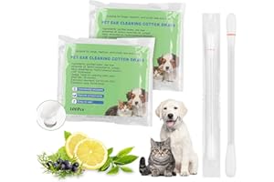 twoworld Pet Ear Swabs,2-in-1 Pet Ear Cleaning Liquid Swabs,Cat & Small Dog Ear Cleaner Swabs,Ear Cleaner Solution for Dogs and Cat for Daily Ear Cleaning Removes Wax, Dirt, & Odor (100)