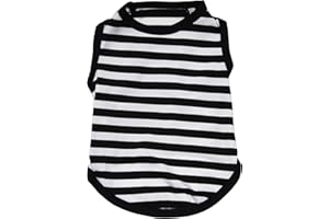 Petitebella Horizontal Stripes Puppy Dog Shirt (Black/White, Small)