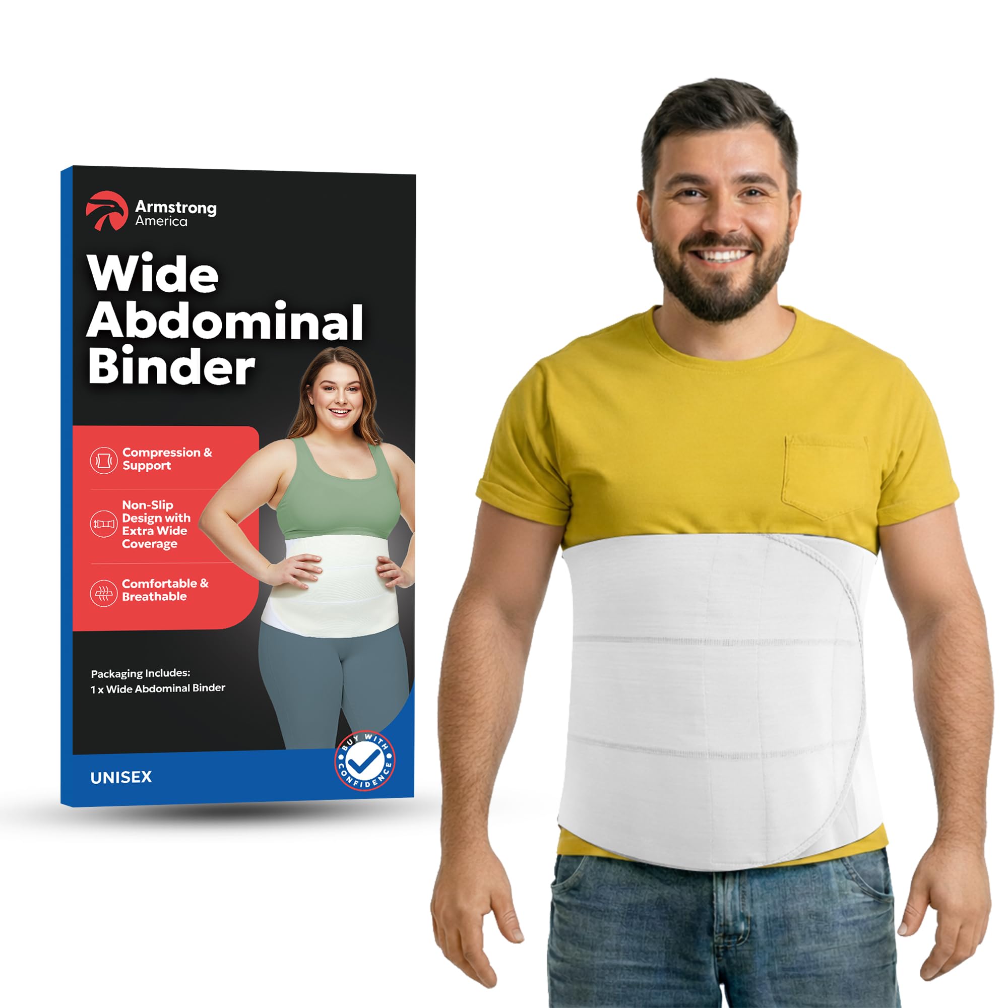 Plus Size Abdominal Binder Post Surgery Tummy Tuck | Postpartum Belly Band Wrap | Post C Section Belly Binder | Stomach Compression Hernia Belt For Men or Women After Pregnancy, Hysterectomy (4XL)