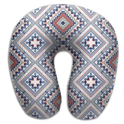 Amazon Com Soncive Memory Foam Neck Pillow Blue Diamond Pattern