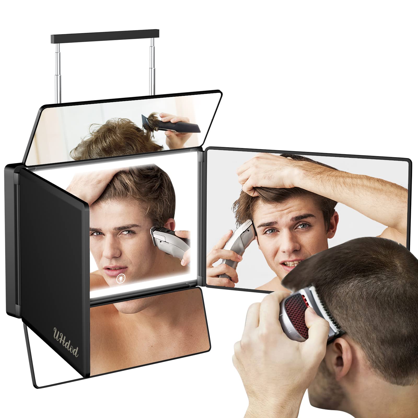 Photo 1 of UHdod 5 Way Mirror for Hair Cutting with LED Light, 360° Barber Mirrors with Adjustable Height Brackets, Makeup Mirror for Self Cut, Shaving, Grooming, Good Gifts for Men Women
