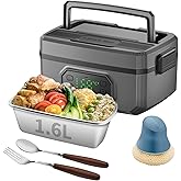 RYALNTC Electric Lunch Box for Adults with Timer - 1.6L Cordless Electric 24000mAh Battery-Powered Heated,5-Sided Heating & Smart Reservation - Portable Heated Lunch Box for Office, Truck, Camping