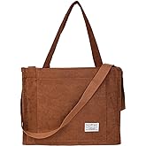 Valleycomfy Corduroy Tote Bag for Women Travel Crossbody Bag Purse Women Shoulder Bags Work Handbags Everyday Hobo Bag