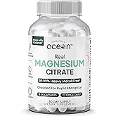 Organics Ocean Magnesium Citrate, Dead Sea Sourced, 90 Capsules | 250mg elemental magnesium, Dead Sea sourced, highly absorbable citrate for regularity, digestion, and relaxation, vegan