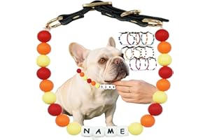 Personalized Beaded Dog Collar with Name & ID,Custom Pet Necklace Dog Friendship Collar for Dogs & Cats (Small, Medium, Large