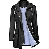 Zcfire Women Rain Jacket Waterproof Long Hooded Windbreaker Lined Lightweight Outdoor Hiking Raincoat Trench Coats S-XXL