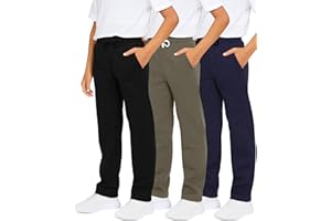 Real Essentials 3 Pack: Boys' Tech Fleece Open Bottom Sweatpants with Pockets