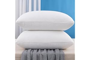 Molblly Standard Pillows Shredded Memory Foam Set of 2 Pack Standard Size Cooling Bed Pillows 20 x 26 in,Adjustable Loft Washable The Pillow for Side Back Stomach Sleeper Pillows for Sleeping