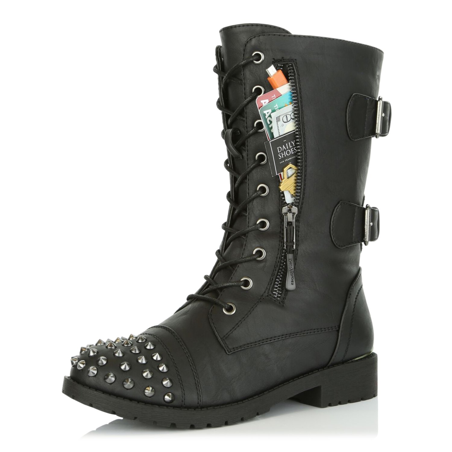 ankle boots with studs and buckles