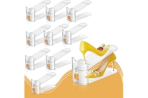 FENRUNXU Shoe Slots Organizer for Closet, Shoe Stacker Organizer Double Layer Stack Shoe Rack, Shoe Display Shelf 50% Space Saver Storage Holder for Closet, 10PACK