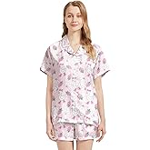 Collemet Women’s Short Sleeve Pajama Set, Cute Graphic Print Sleepwear, Lightweight Summer Lounge Set