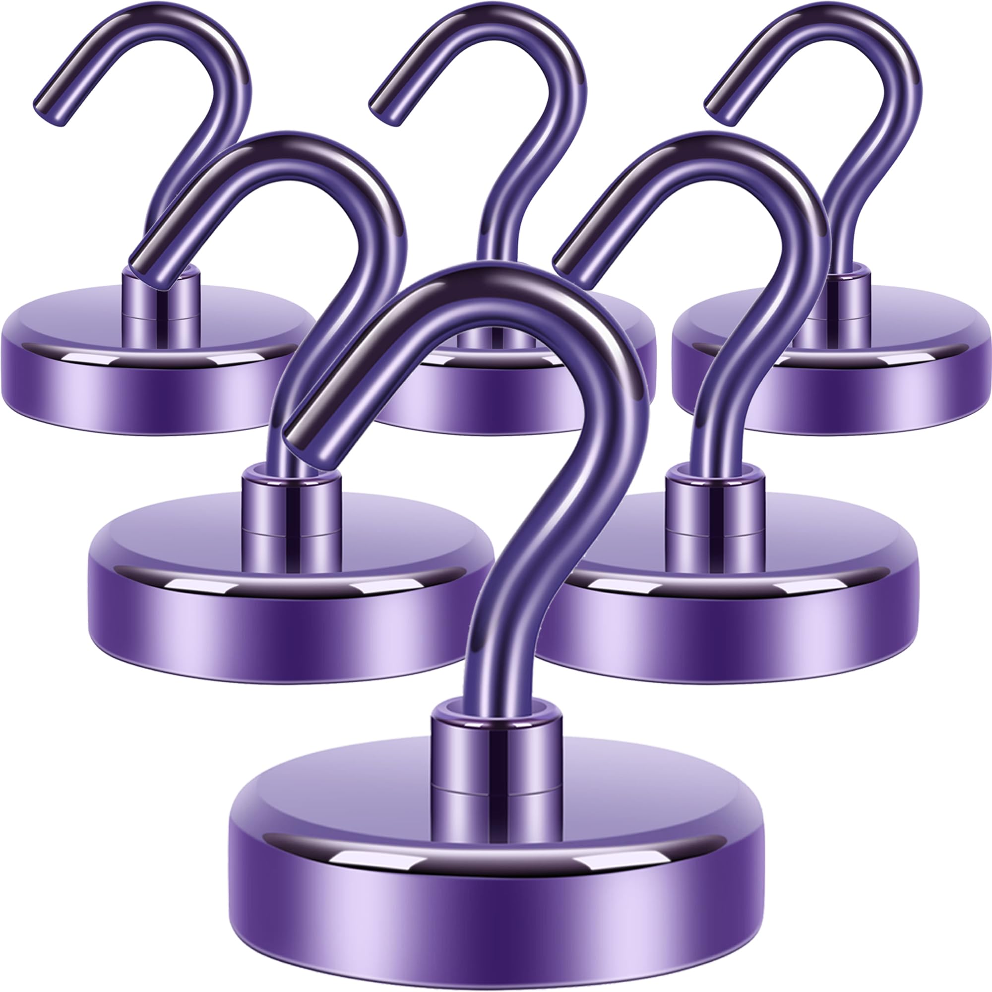 Photo 1 of Neosmuk Magnetic Hooks,Heavy Duty Earth Magnets with Hook for Refrigerator, Extra Strong Cruise Hook for Hanging, Magnetic Hanger for Curtain, Grill(Purple, 6 Pack)