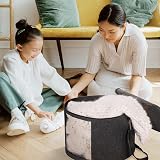 Ohiyoo Large Foldable Felt Hat Box with Lid, Handles, Shoulder Strap - Dark Grey view 9