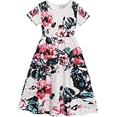 Benylion Tween Girls Dresses for Holiday Playwear Casual Boho Floral Print Junior Dresses for Teen Girls Maxi Dress