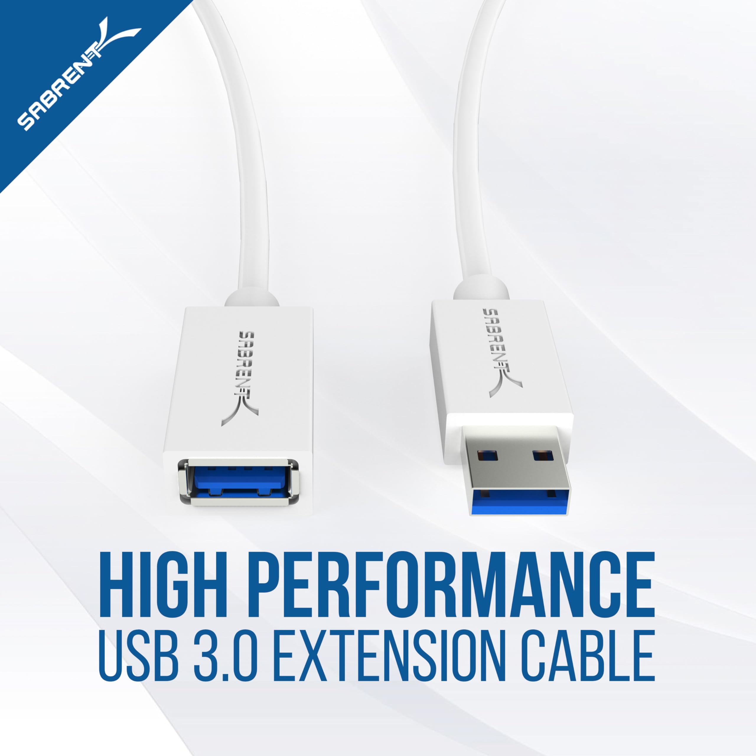 SABRENT 22AWG USB 3.0 Extension Cable A Male to A Female [White] 3 Feet (CB-303W)