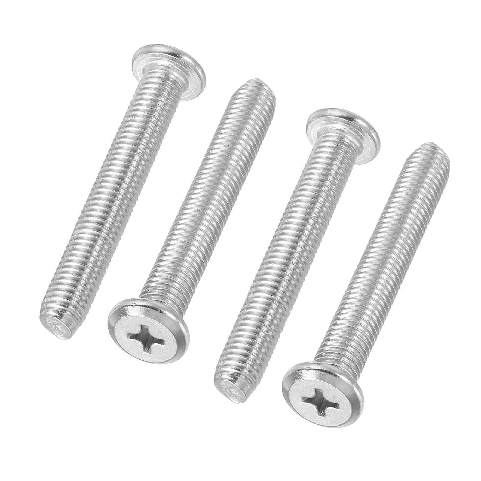 PATIKIL Flat Round Head Phillips Screws, 4 Pack M8-1.25 x 80mm Binding Screws 304 Stainless Steel 18-8 Full Thread, Phillips Drive Machine Screw Furniture Screw Connector Bolts