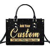 Handbags for Women - Personalized Leather Purse with Name Photo - Tote Bags for Mom Grandma - Custom Gifts Ideas for Her