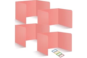 ZSMKJIAYE 4 Pcs Desk Dividers for Students Plastic Privacy Folders Red Test Dividers Privacy Boards Desks Privacy Panel Partitions Trifold Desk Dividers for School Classroom Teacher Supplies (Red)