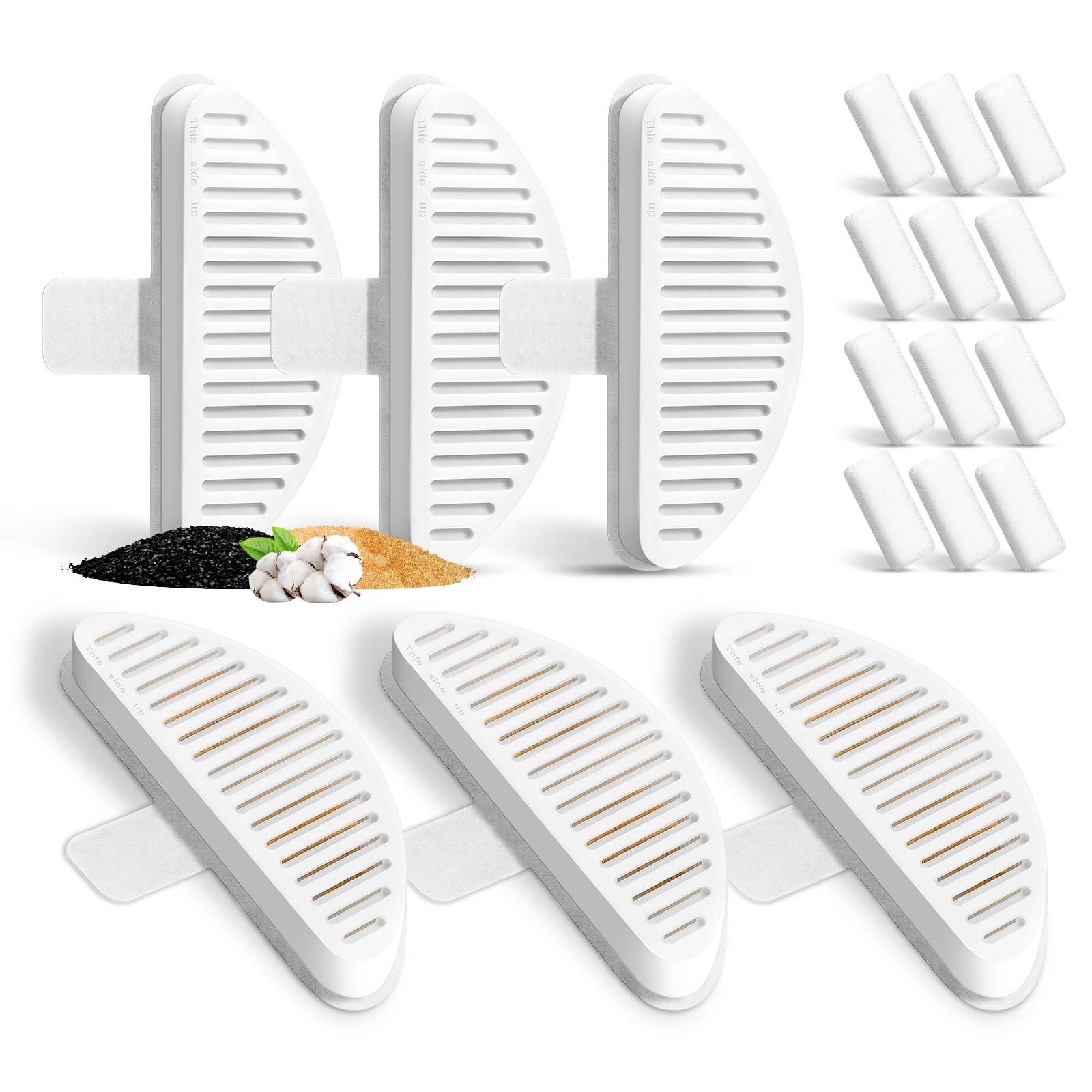 Photo 1 of 6 Pack Replacement Filters & 12 Pack Replacement Filter Sponges for 67oz/2L Automatic Pet Fountain Cat Water Fountain Cat Water Dispenser
