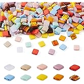 Magibeads 400Pcs 5mm Square Acrylic Tila Beads 10 Colors 2 Hole Seed Beads Flat Tile Beads for Bohemian Crafts DIY Multi Strand Elastic Bracelets Jewelry Making Supplies