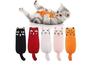 Fuguan 5 Pcs Catnip Chew Toys for Cats, Cat Pillow Toys Filled with Catnip, Cartoon Teeth Grinding Chew Toys for Kittens